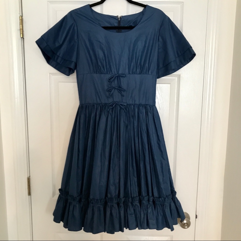 Midnight Blue Ruffled Fit & Flare Dress